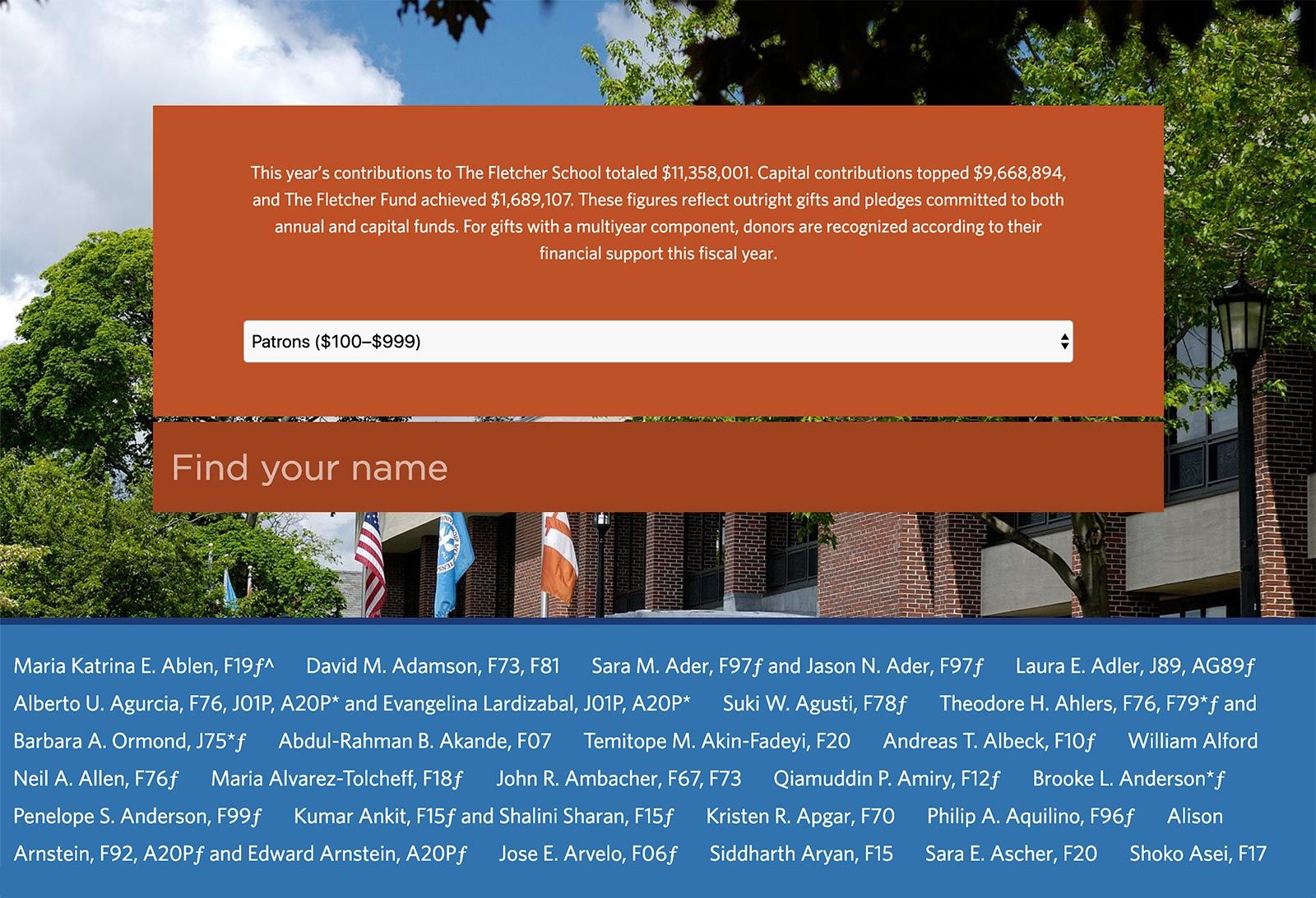 an interactive donor wall
